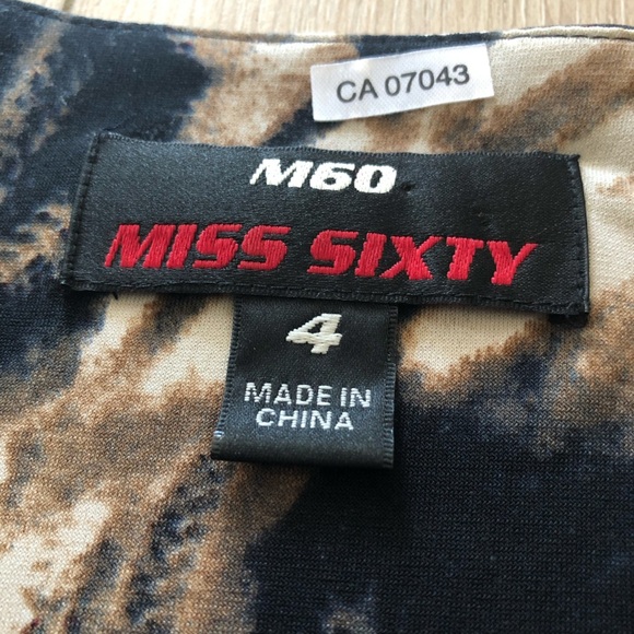 M60 Miss Sixty V Neck Faux Wrap Bodycon Dress Size 4 - Picture 12 of 14